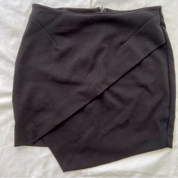 Topshop Black Asymmetrical Bodycon Mini Skirt - Picture 1 of 5